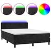 vidaXL Box Spring Bed with Mattress&LED Black 140x200cm Velvet