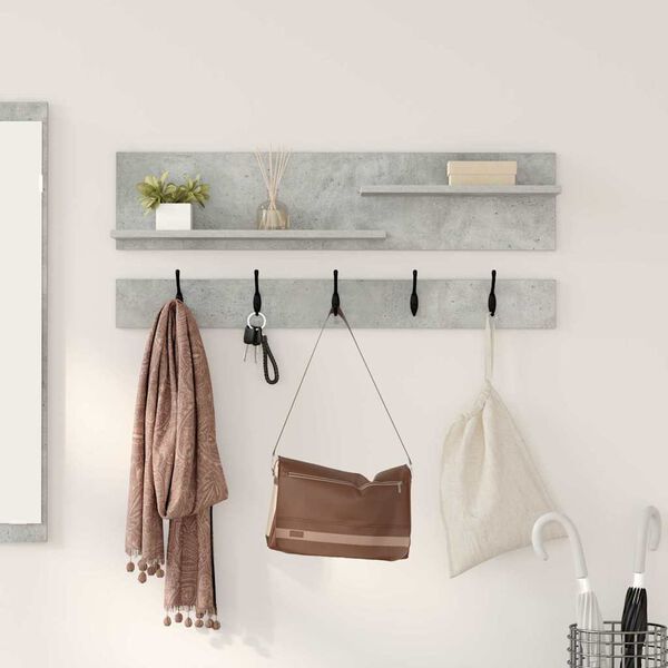 vidaXL Wall-Mounted Coat Rack with Shelf Concrete Grey 90 x 15 x 36 cm