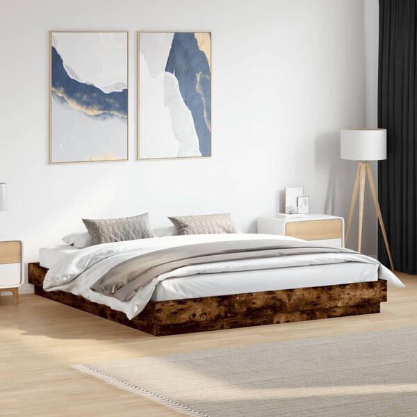 vidaXL Bed Frame without Mattress Smoked Oak 200x200 cm