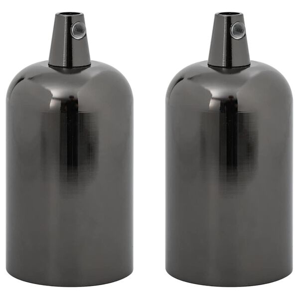 vidaXL Lamp Holders 2 pcs Glossy Black E27