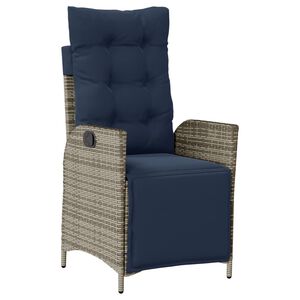 vidaXL Reclining Garden Chair with Footrest Grey Poly Rattan