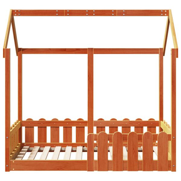 vidaXL Kids' House Bed Frame Wax Brown 70x140 cm Solid Wood Pine