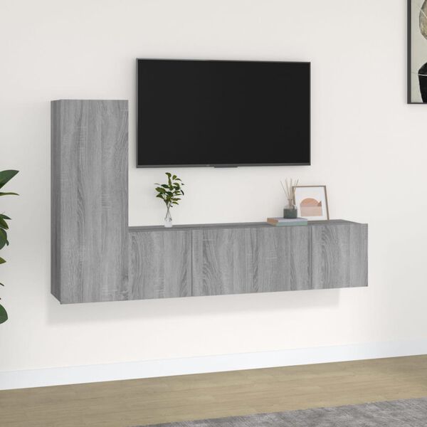 vidaXL 3 Piece TV Cabinet Set Grey Sonoma Engineered Wood