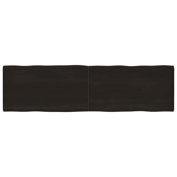 vidaXL Table Top Dark Brown 220x60x(2-4) cm Treated Solid Wood Live Edge