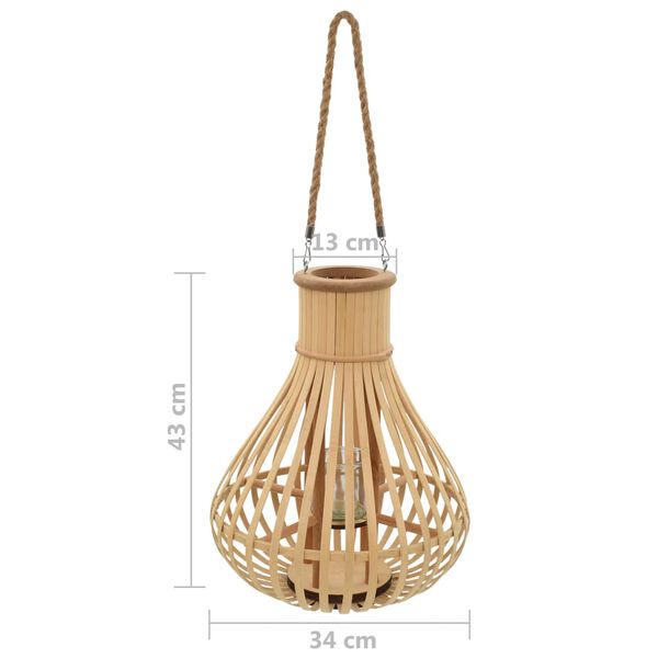 vidaXL Hanging Candle Lantern Holder Bamboo Natural