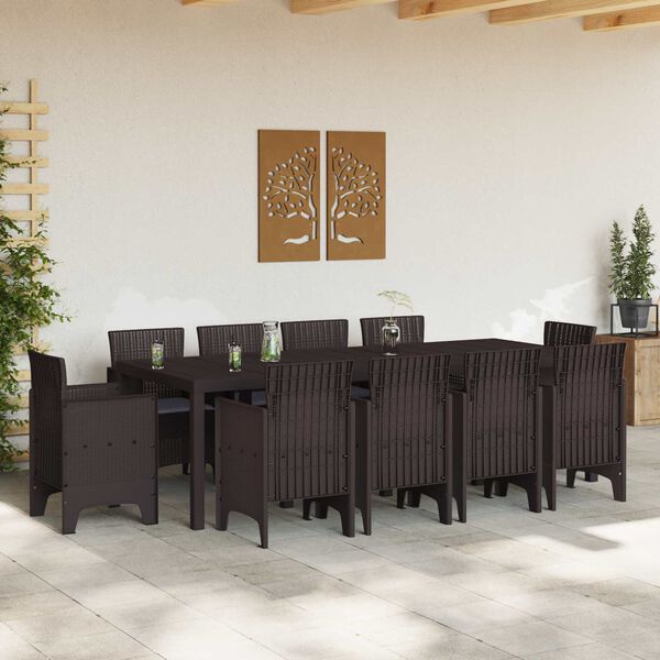 vidaXL Garden Dining Set 11 pcs Brown Polypropylene