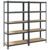 vidaXL 5-Layer Storage Shelves 2 pcs Anthracite Steel&Engineered Wood