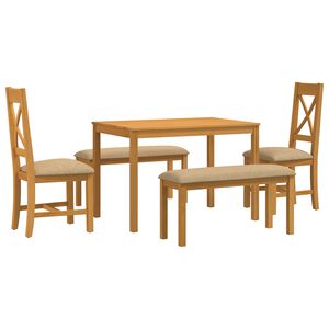 vidaXL Dining Set 5 pcs Beige Solid Oak Wood
