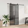 vidaXL Sliding Door with Hardware Set Black 102.5x205 cm Tempered Glass