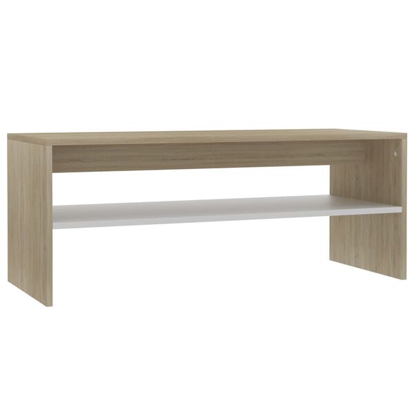 vidaXL Coffee Table White and Sonoma Oak 100x40x40 cm Engineered Wood