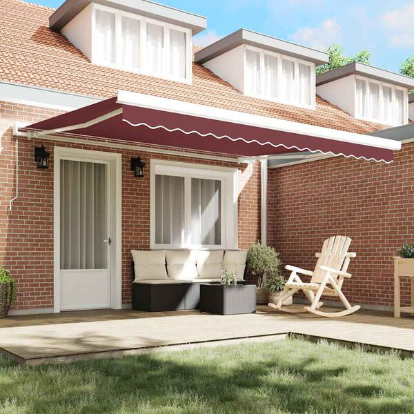vidaXL Manual Retractable Awning Burgundy 400x300 cm