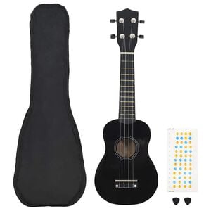 vidaXL Soprano Ukulele Set with Bag for Kids Black 21"