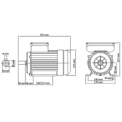 vidaXL Single Phase Electric Motor Aluminium 1.5kW/2HP 2 Pole 2800 RPM