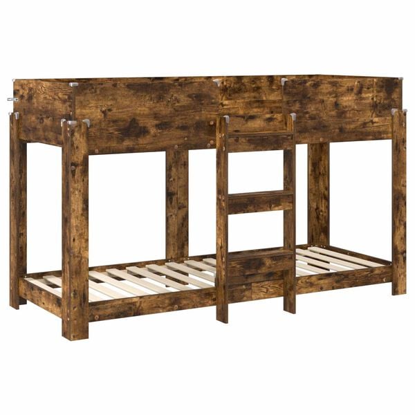 vidaXL Bunk Bed for Kids Smoked Oak 80 x 190 cm Engineered Wood