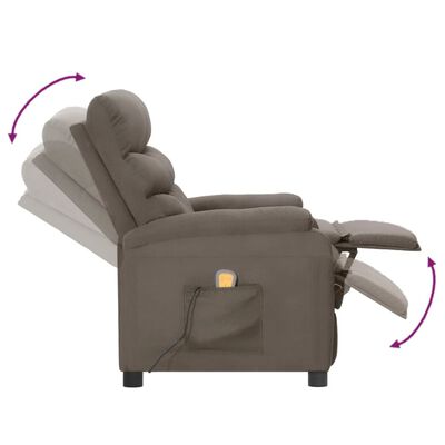 vidaXL Wing Back Massage Reclining Chair Grey Faux Leather