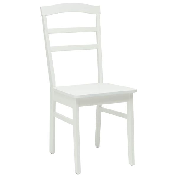 vidaXL Dining Chair 2 pcs White Solid Rubber Wood