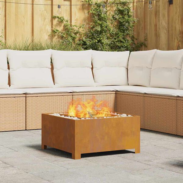 vidaXL Fire Pit Brown 60 x 60 x 30 cm Steel