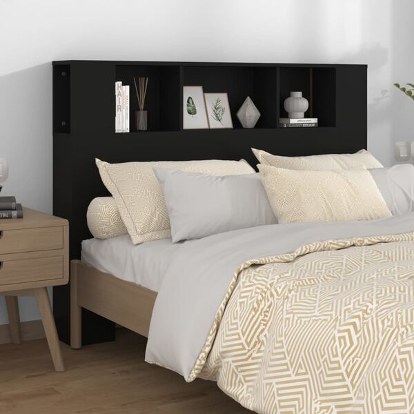vidaXL Headboard Cabinet Black 140x18.5x104.5 cm