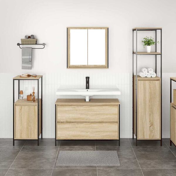 vidaXL Bathroom Furniture Set 3 pcs Sonoma Oak Engineered Wood