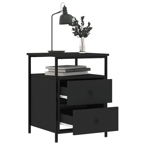 vidaXL Bedside Cabinet Black 44x45x60 cm Engineered Wood