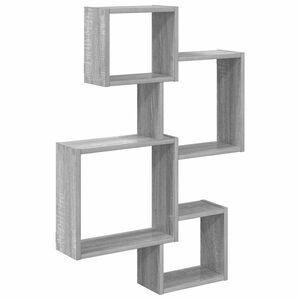 vidaXL Wall Cube Shelves Wall-Mounted Grey Sonoma 64 x 13.5 x 91.5 cm