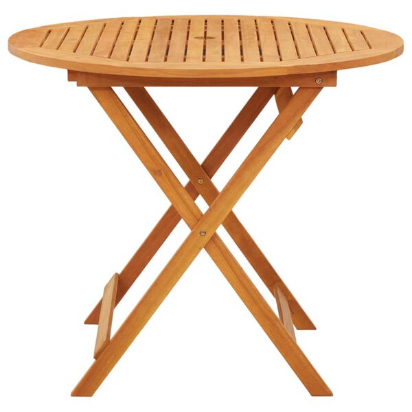 vidaXL Folding Garden Table &Oslash;90x75 cm Solid Eucalyptus Wood