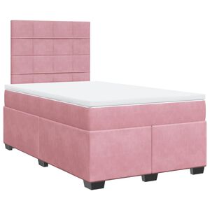 vidaXL Box Spring Bed with Mattress Pink 120x190 cm Small Double Velvet