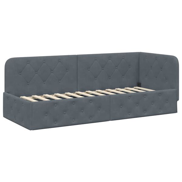 vidaXL Corner Bed Frame with Headboard Dark Grey 80 x 200 cm Velvet