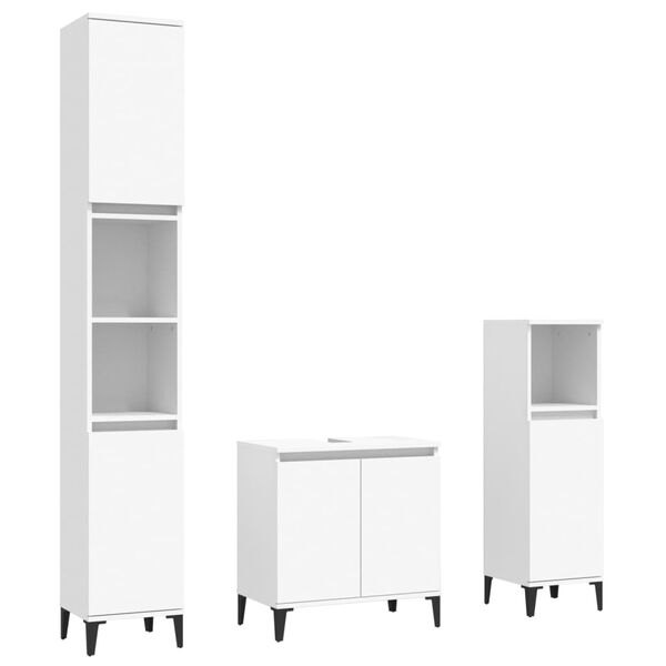 vidaXL 3 Piece Bathroom Furniture Set White Engineered Wood