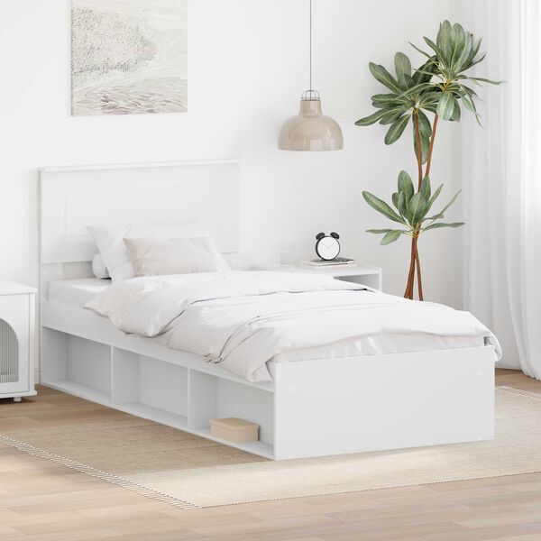 vidaXL Bed Frame with Headboard White 100 x 200 cm Engineered wood