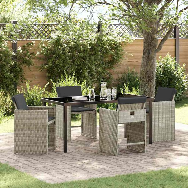 vidaXL Garden Dining Set 5 pcs Light Grey Poly Rattan