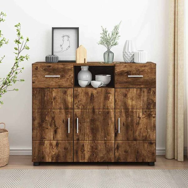 vidaXL Wooden Cabinet Smoked Oak 88.5 x 30.5 x 73 cm Engineered Wood