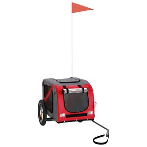 vidaXL Pet Bike Trailer Red and Grey Oxford Fabric and Iron