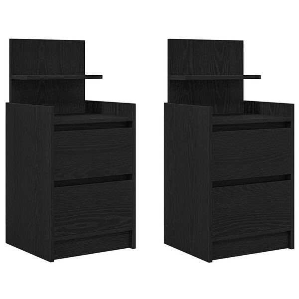 vidaXL Bedside Cabinets with 2 Drawers 2 pcs Black 38x34x80 cm