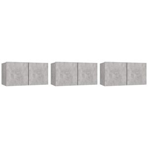 vidaXL Hanging TV Cabinets 3 pcs Concrete Grey 60x30x30 cm