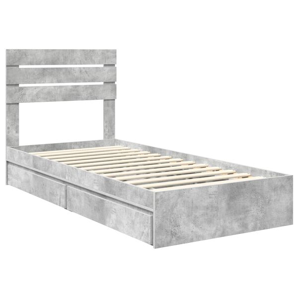 vidaXL Storage Bed Concrete Grey 90 x 200 cm Engineered Wood