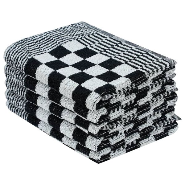 vidaXL 50 Piece Towel Set Black and White Cotton
