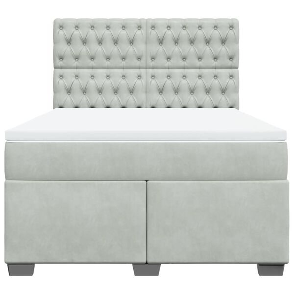 vidaXL Box Spring Bed with Mattress Light Grey 140x190 cm Velvet