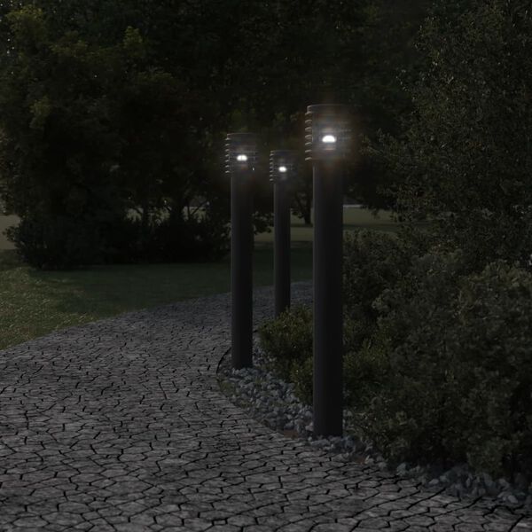 vidaXL Outdoor Floor Lamps 3pcs Black 110cm Stainless Steel