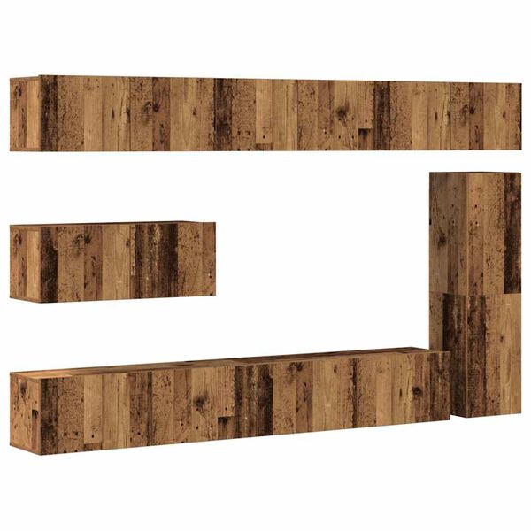 vidaXL 7 Piece TV Cabinet Set Wall-mounted Old Wood Engineered Wood