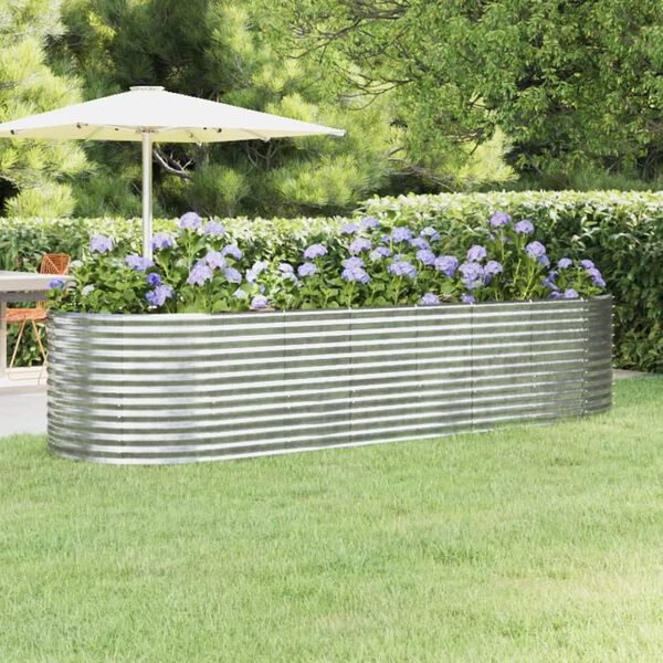 vidaXL Garden Raised Bed Galvanised Steel 322x100x68 cm Silver