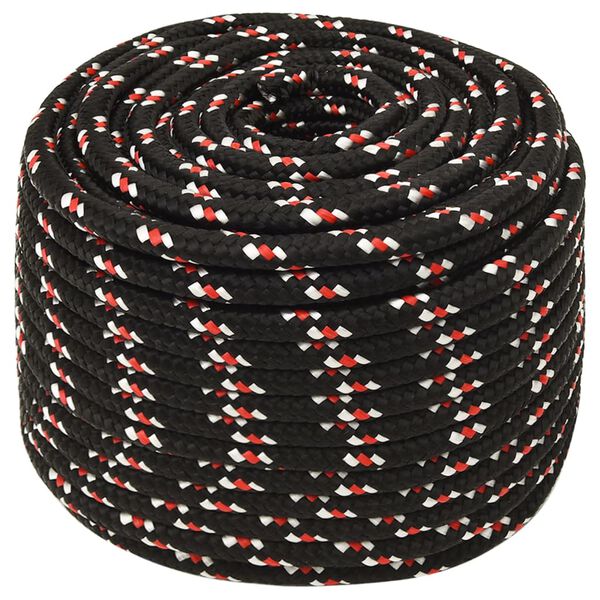 vidaXL Boat Rope Black 14 mm 25 m Polypropylene