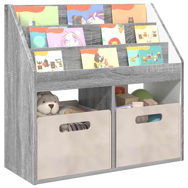 vidaXL Kids Bookshelf Grey Sonoma 72.5 x 29.5 x 69 cm Engineered Wood