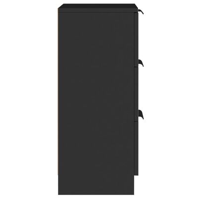 vidaXL Sideboards 2 pcs Black 30x30x70 cm Engineered Wood