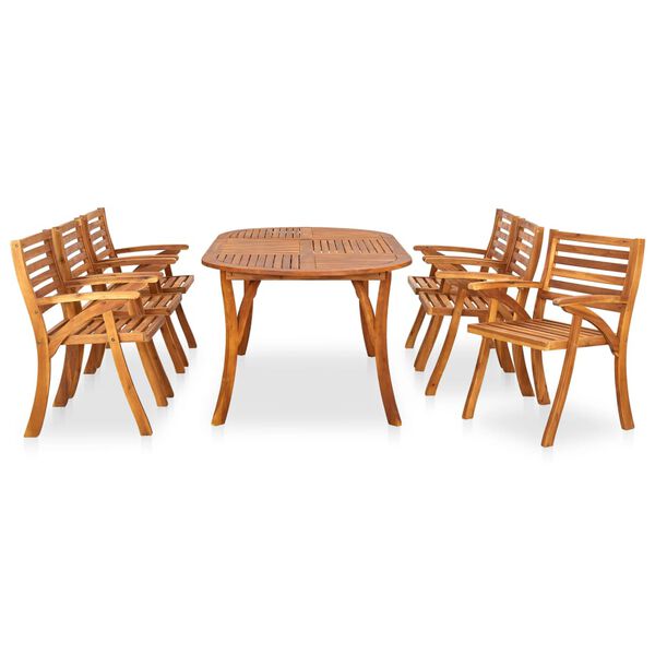 vidaXL 7 Piece Garden Dining Set 201x100 cm Solid Acacia Wood