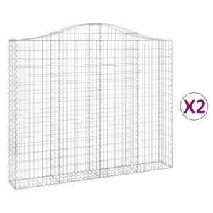 vidaXL Arched Gabion Baskets 2 pcs 200x30x160/180 cm Galvanised Iron