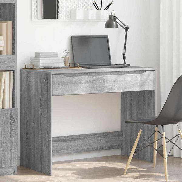 vidaXL Desk with Drawer Grey Sonoma 100 x 50 x 78 cm Engineered Wood