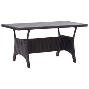 vidaXL Garden Table | Black | PE rattan, PS board, powder-coated steel | Medium