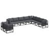 vidaXL Garden Sofa Set with Cushion 10 pcs Black Aluminium