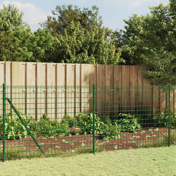 vidaXL Wire Mesh Fence with Spike Anchors Green 0.8x10 m